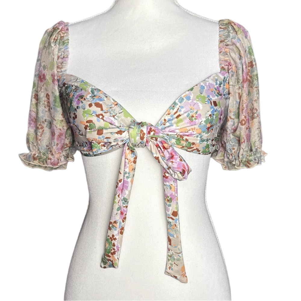 Isabella Rose Liberty Lane Fashion Swim Top with Front Tie NWT Size L - Picture 2 of 8